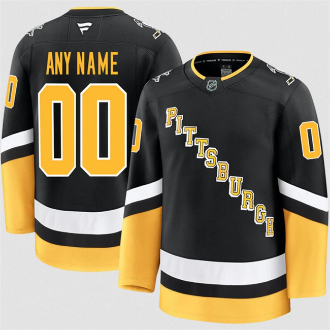 Men's Pittsburgh Penguins Active Player Custom Black 2024-25 Alternate Stitched Hockey Jersey